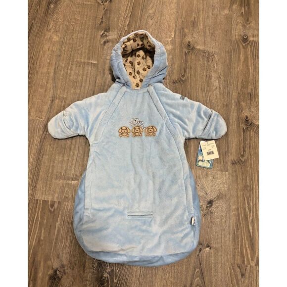 Bon Bebe Infant Blue Fleece One-Piece Winter Snowsuit Size 0-9 Months - Picture 1 of 4